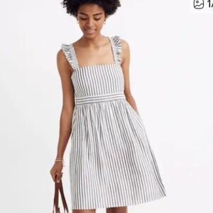 Madewell Striped Ruffle Strap Empire Waist Dress Size 16